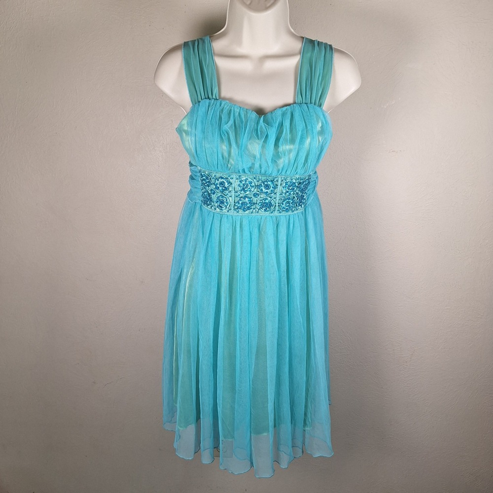 My Michelle Babydoll Fairy Jewel Mermaid Vtg Y2K Juniors Mesh  Layer Dress 14